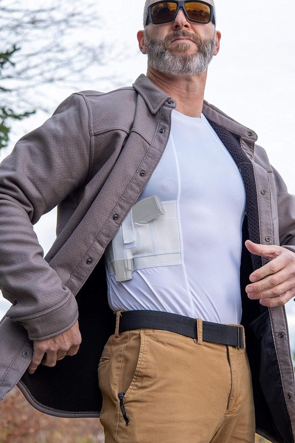 Graystone CCW Holster T-Shirt for Men- Crew Neck Compression Conceal Carry Tactical Clothing