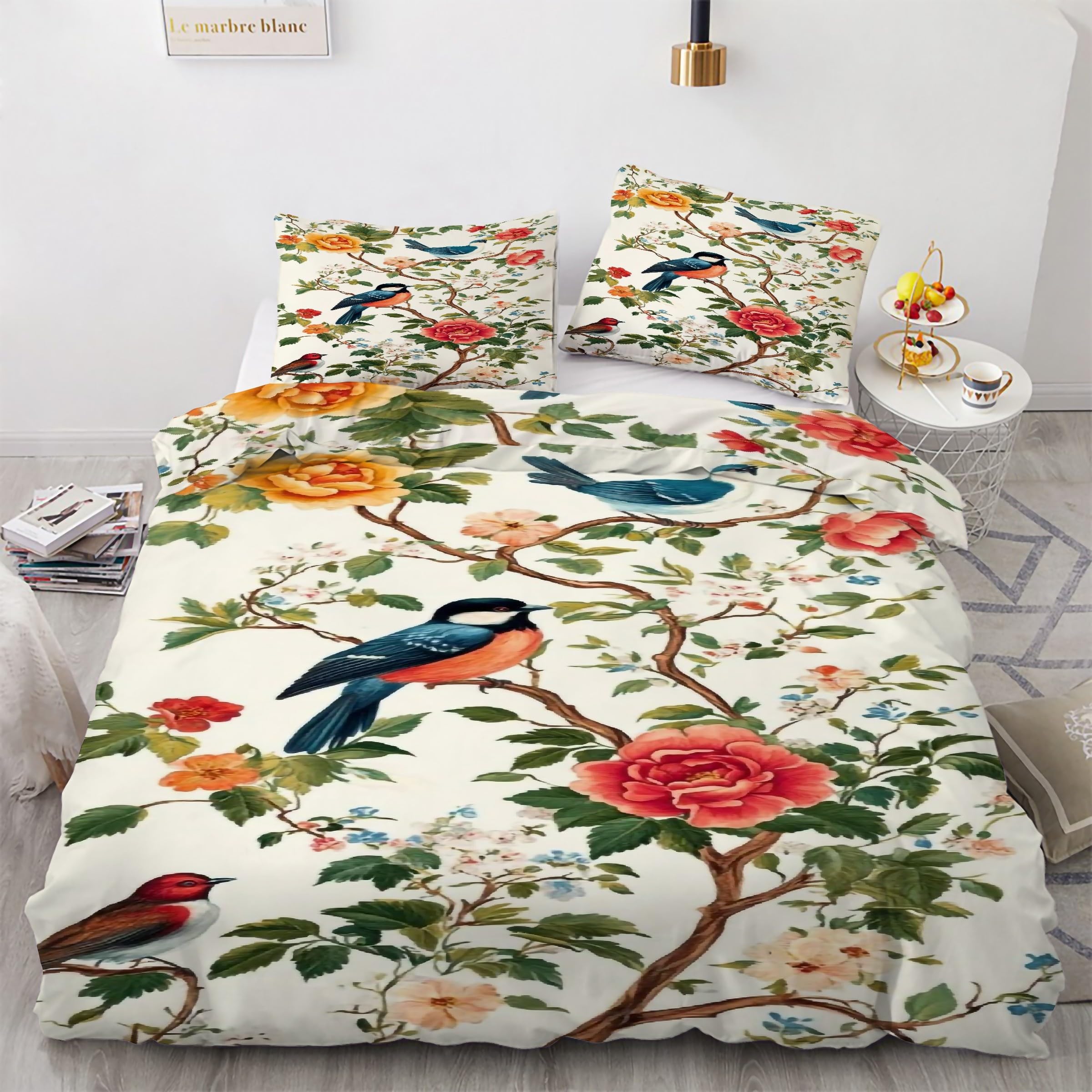 Parure de lit oiseau et fleurs pour transformer votre chambre en un cocon de nature apaisant