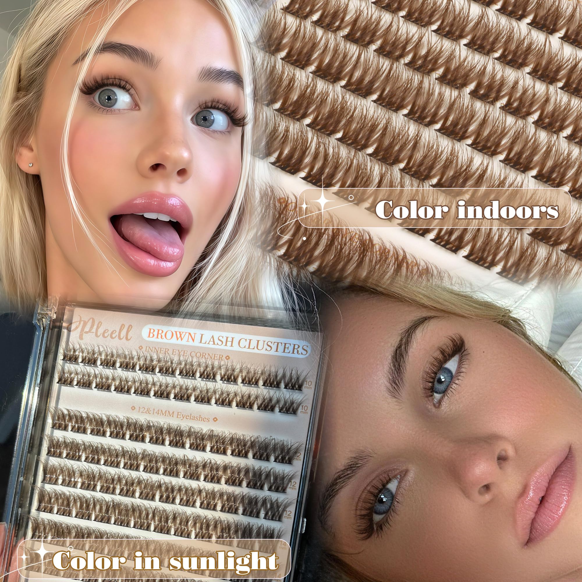 Braune Wimpern-Cluster, flauschige Wimpernbügel, 10–16 mm, 5D, DIY-Wimpern-Cluster, D-Curl, Wispy-Cluster-Wimpernverlängerungen, natürliches Volumen, einzelne Wimpernverlängerungen mit ultradünnem
