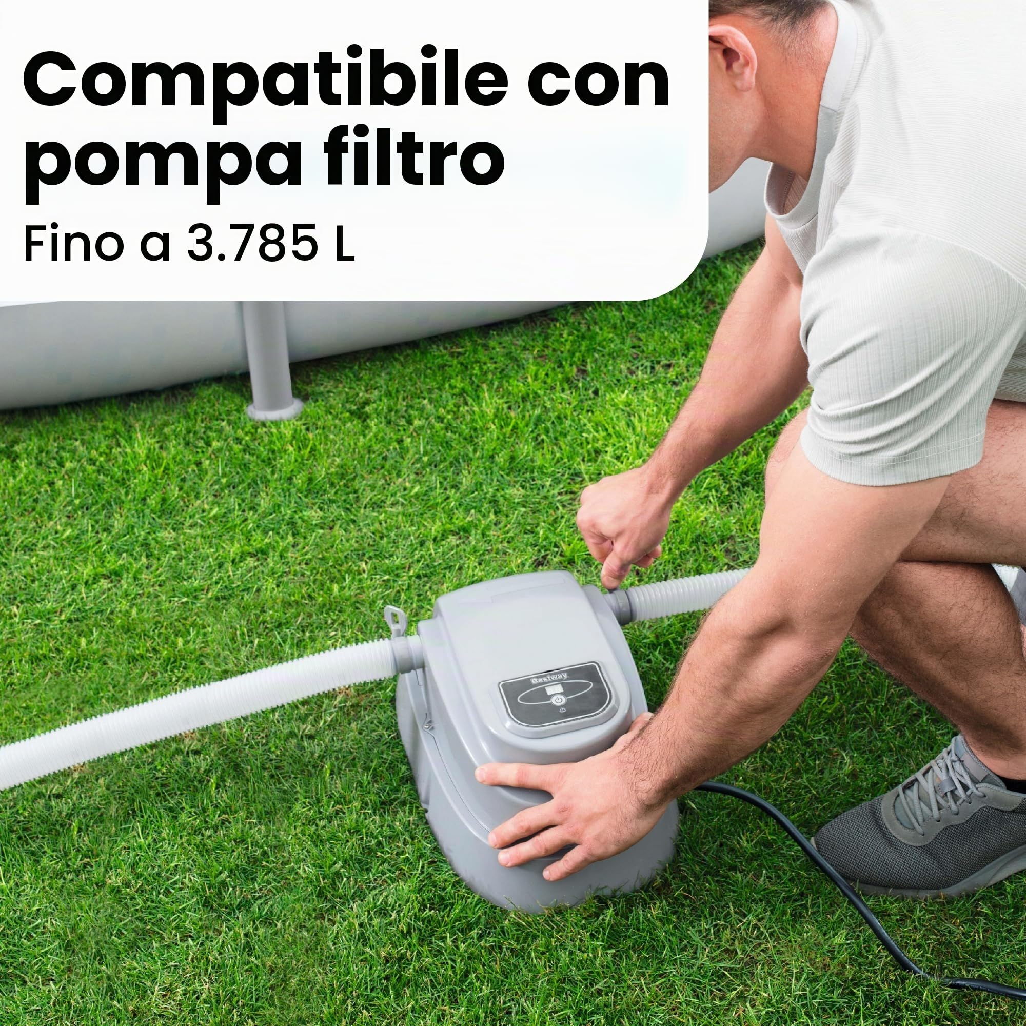 Bestway Riscaldatore per Piscine Fuori Terra, Adatto per Piscine da 4,6 m, Grigio