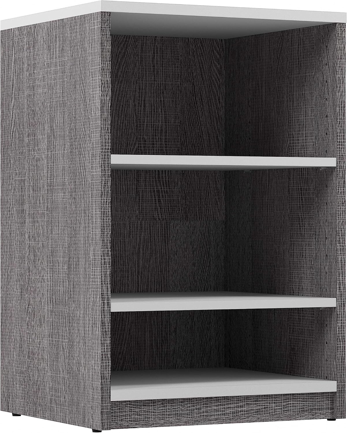 Bestar Cielo Nightstand, 20-inch Bark Gray and White Wardrobe for Walk-in Closet, Bedroom, Mudroom, Entryway, or Kitchen Pantry