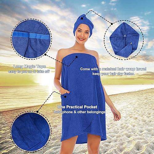 Miniatura 2 de Toallas de tamaño grande para mujer después de la ducha, toalla de baño azul marino, talla XXL, ligera, de secado rápido, con toalla para el