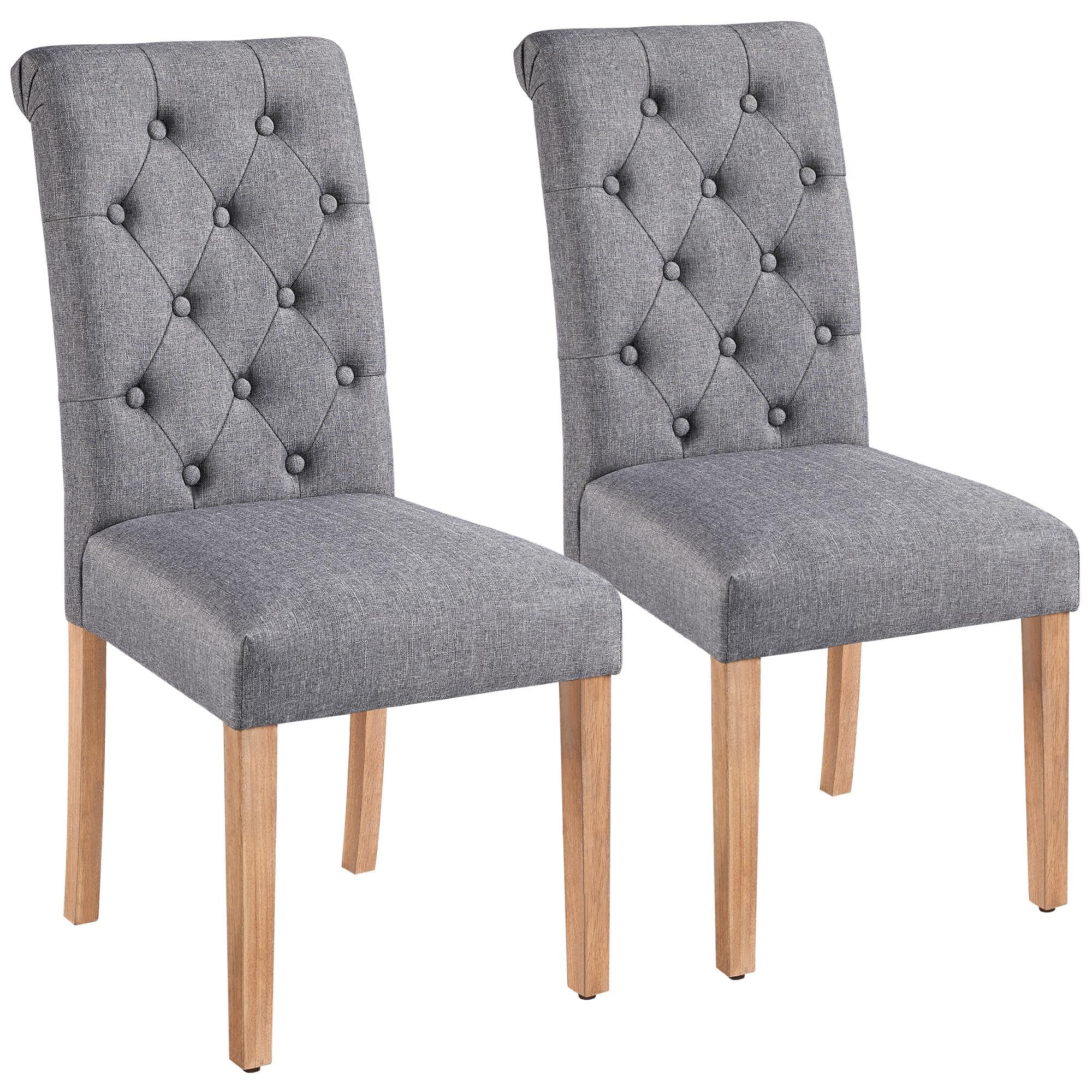 yaheetech dining chairs set of 2 fabric upholstered dining chairs high back padded chairs button tufted parsons kitchen chairs with solid wood legs for home, dining room, kitchen, dark gray(1 package) ( similar to picture) 
