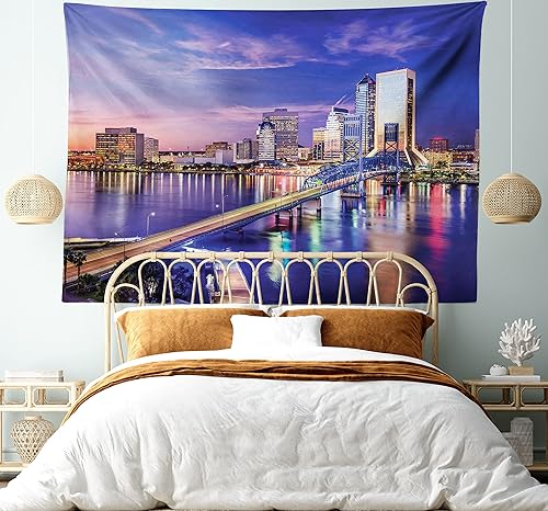 Miniatura 14 de Ambesonne Tapiz Groovy, letras de texto de la paz de los años setenta, ilustración musical de la revolución histórica de igualdad, colgante de pared