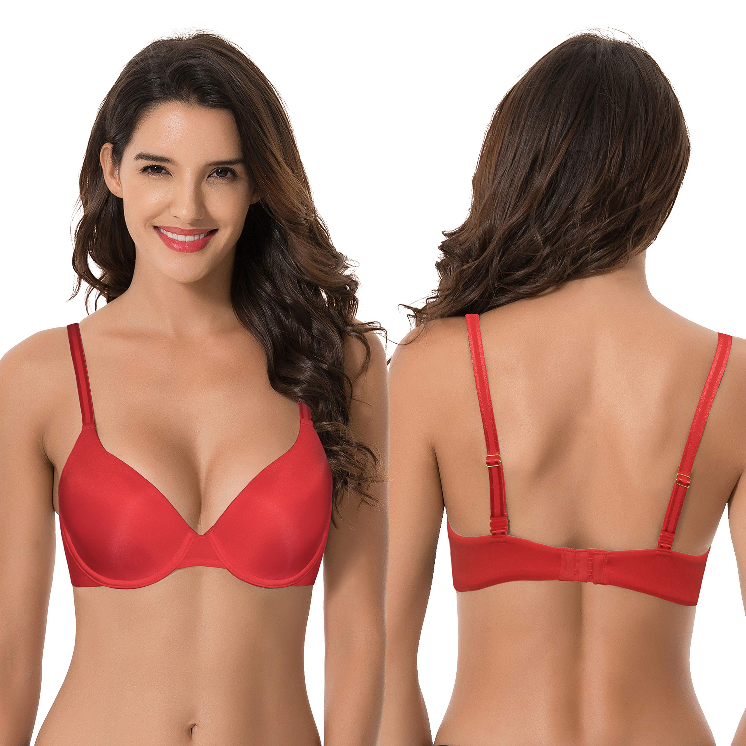 Curve Muse Reggiseno Push up, Opaque (Pacco da 2) Donna | Coppe modellate per sollevamento e modellamento, comfort quotidiano traspirante, vestibilità comoda per tutto il giorno