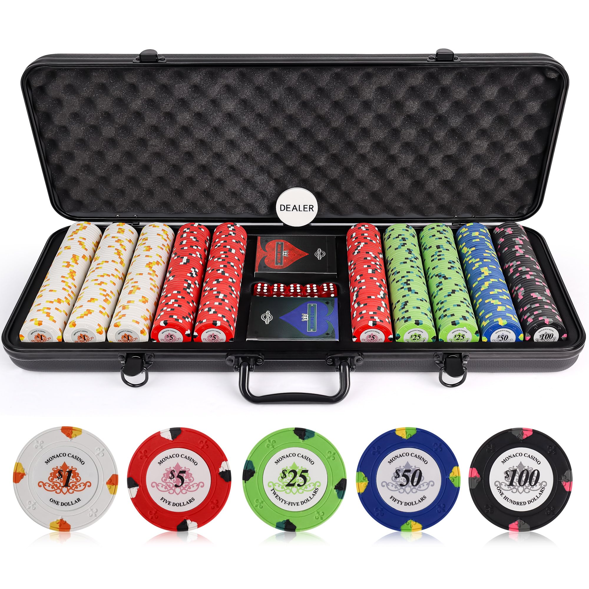 JPC 13.5g 500pc Monaco Casino Clay Poker Chips Set : Amazon.ca