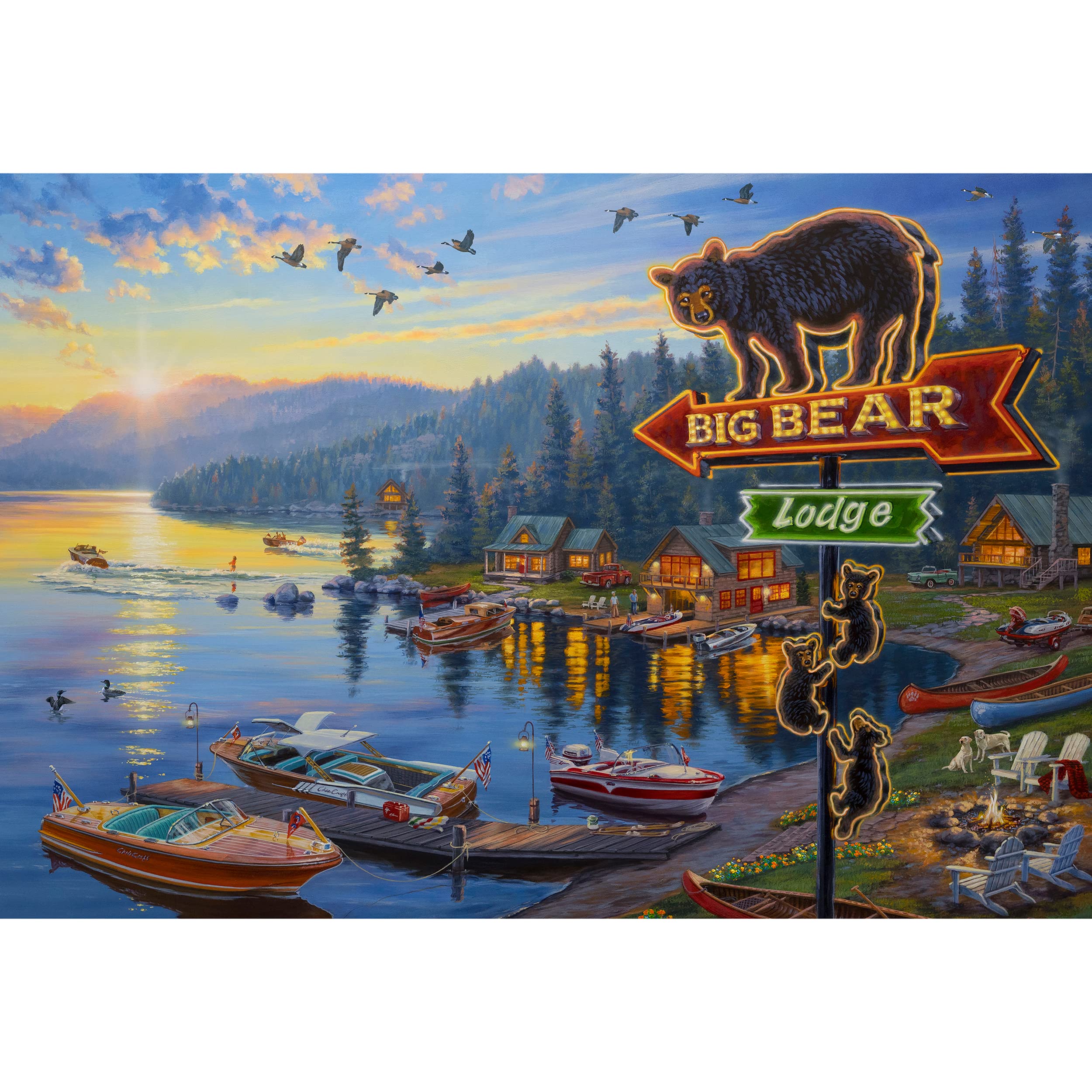 Rivers Edge Products LED Canvas Wall Art, 24 by 16 Inches, Fiber Optic Light Up Wall Decor, Battery Operated Lighted Nature Canvas Print, LED Light