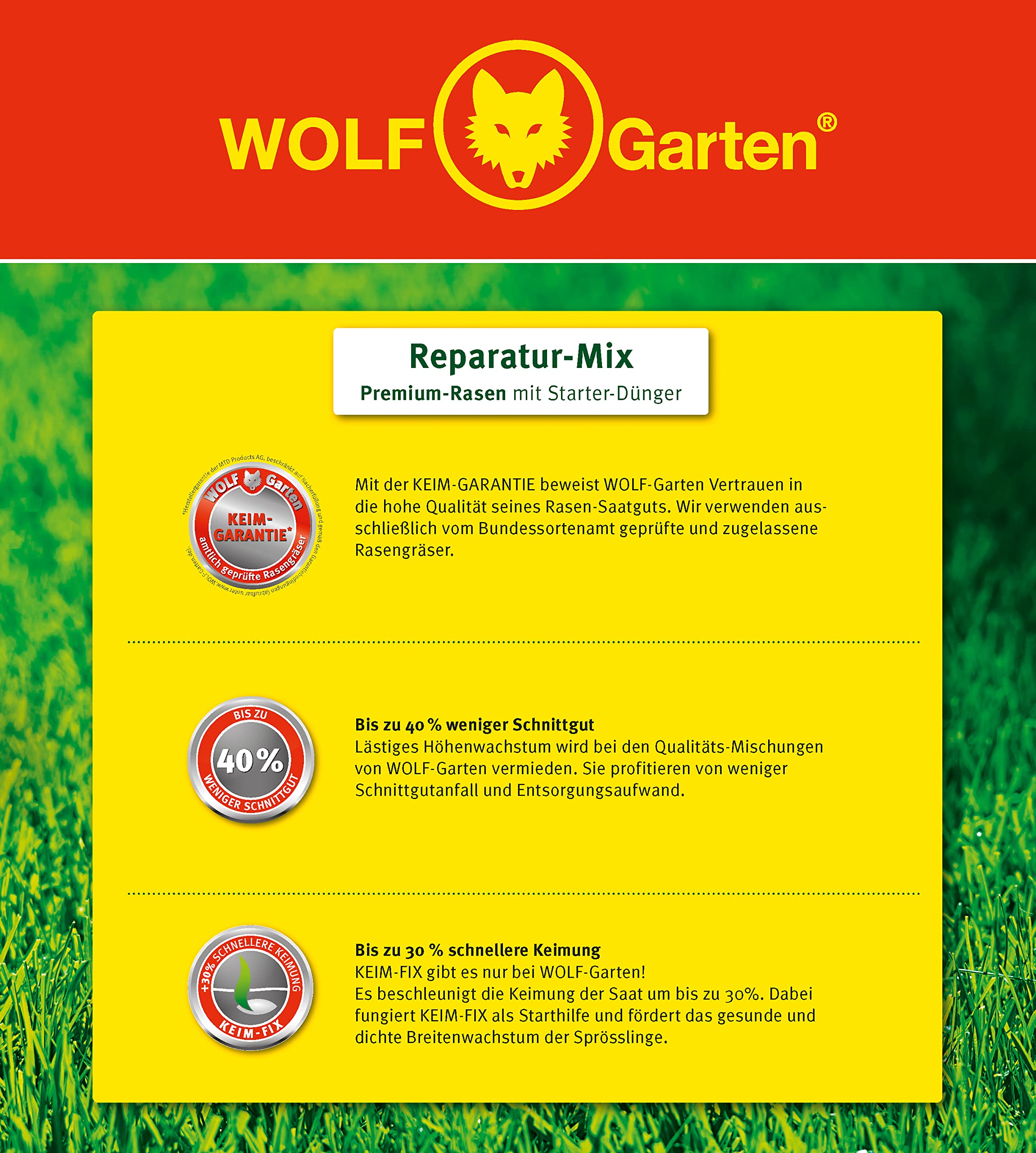 Premium-Rasen mit Starter-Dünger L 200 SM | für 20 0m²