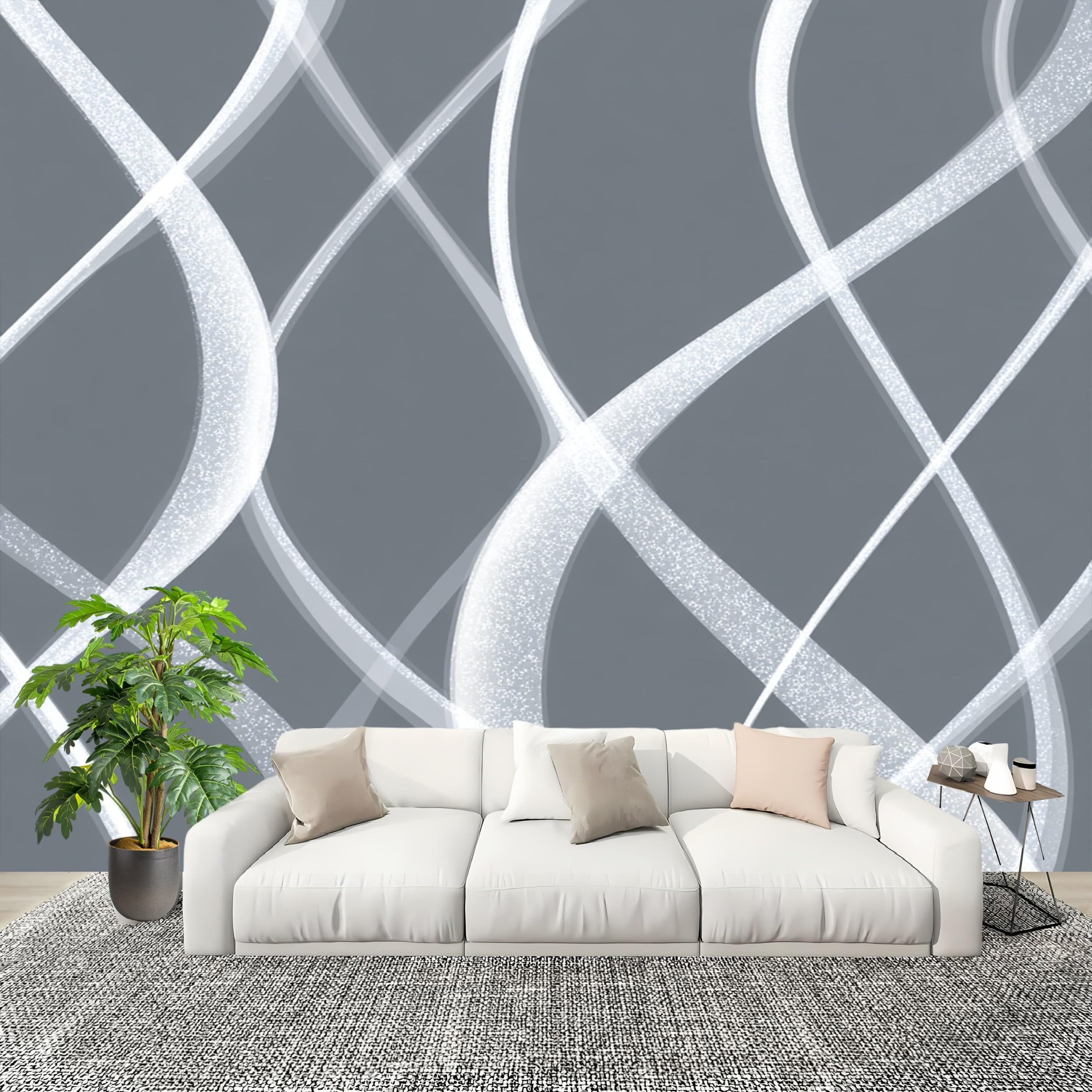 Fototapeta z włókniny, do pokoju dziecięcego, 300 x 210 cm, nowoczesna, abstrakcyjna, minimalistyczna tapeta z włókniny XXL, efekt 3D, dekoracja ścienna, szaro-biała, tapeta z wzorem do salonu