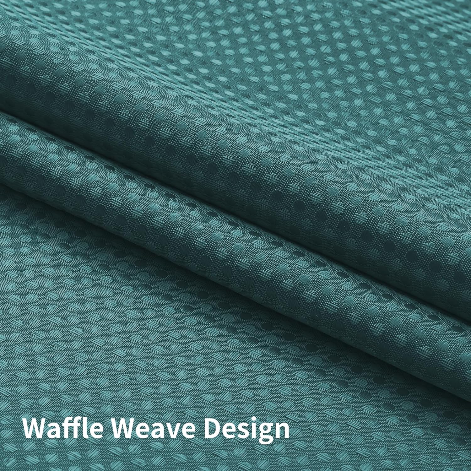 Colorful Star Waffle Weave No Hook Shower Curtain with Snap in Liner (72'' x 75'', Seaweed Green), and 1pc Extra Replacement Fabric Liner (71" x 53", White)