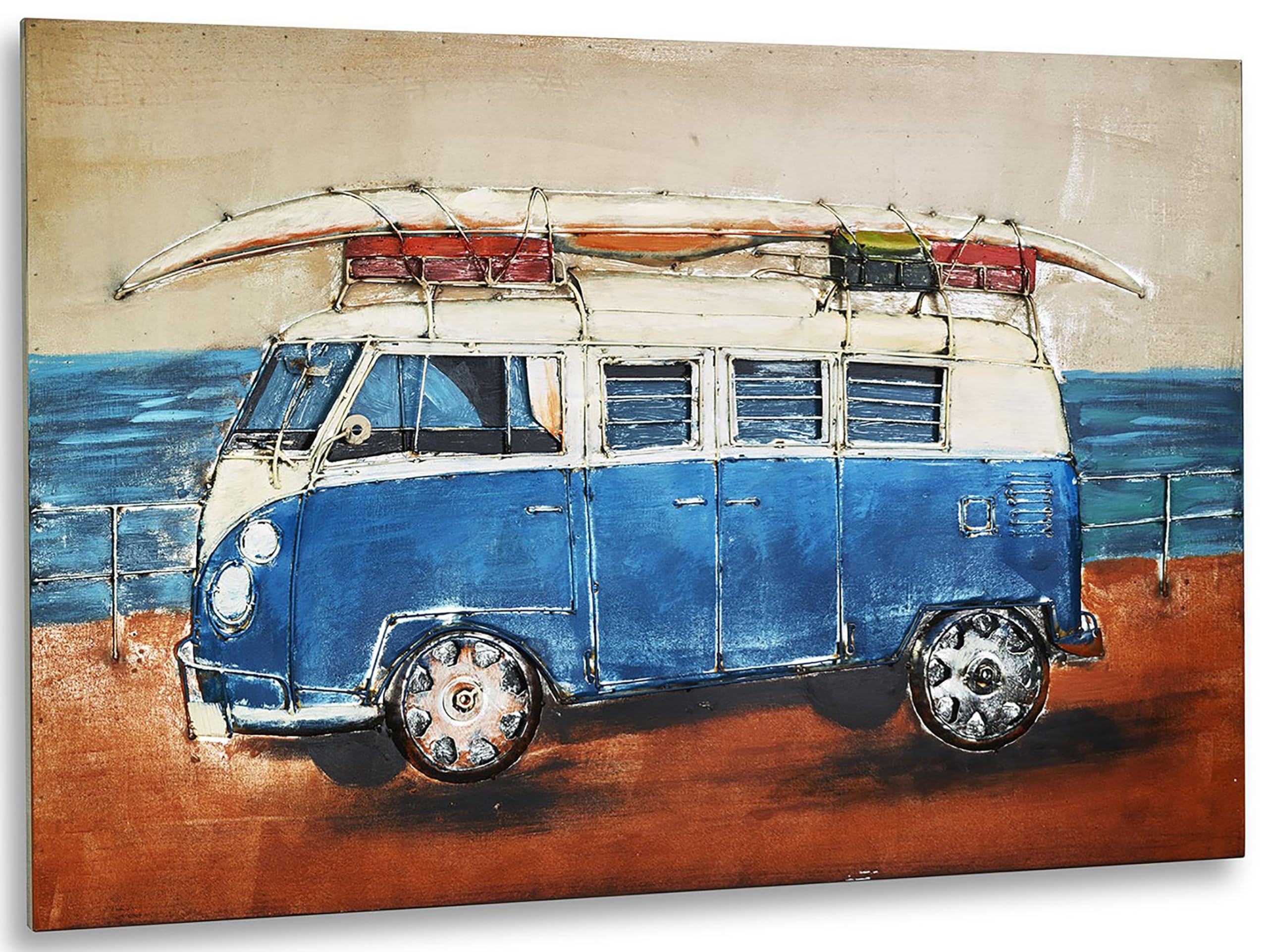 Kobolo Wandbild Wanddeko Metallbild 3D-Bild BEACH BULLY XXL 108x72 cm