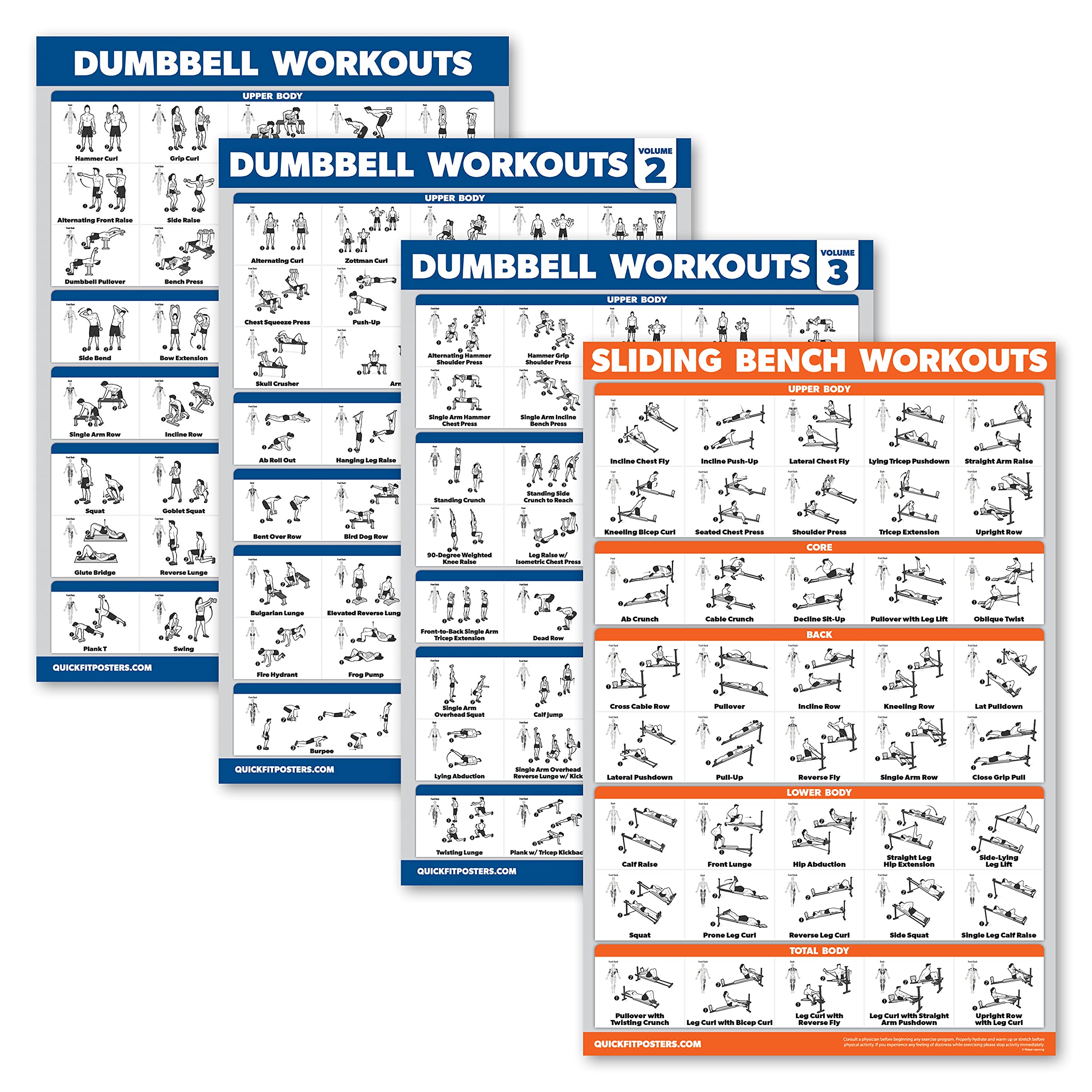 Buy Palace Learning 4 Pack Dumbbell Workout Posters Volume 1, 2 & 3