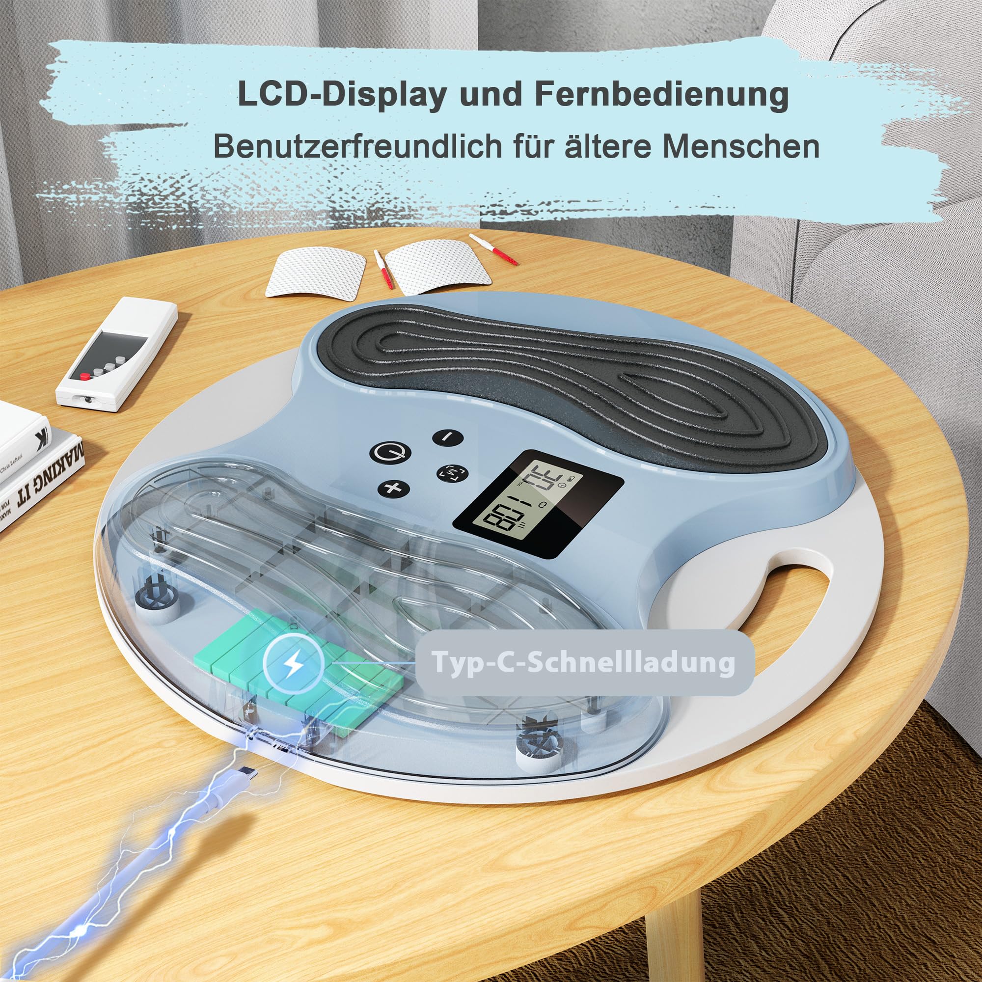 Medic Durchblutungs-Stimulator für Füße & Beine, EMS Fußmassagegerät mit 10 Modi & 20 Intensitätsstufen, Fussmassagegerät mit 4 Elektrodenpads, Lindert Schmerzen und fördert die Durchblutung.