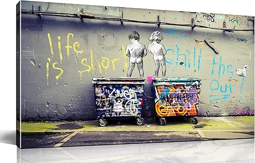 JKWALL77 Arte de pared de graffiti Arte abstracto grande para pared, lienzo para sala de estar, listo para colgar, tamaño 60 x 30 pulgadas