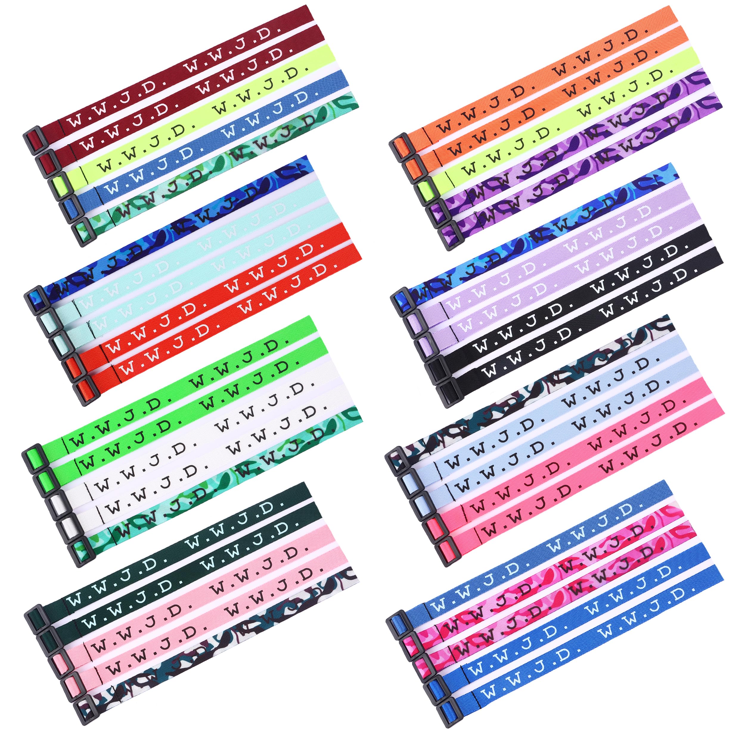 WAINIS 40PCS WWJD Webbing Bracelets What Would Jesus Do Bracelet Handmade Colorful Matching Friendship Braided Rope Letter Protection Religious Christian Woven Wristbands
