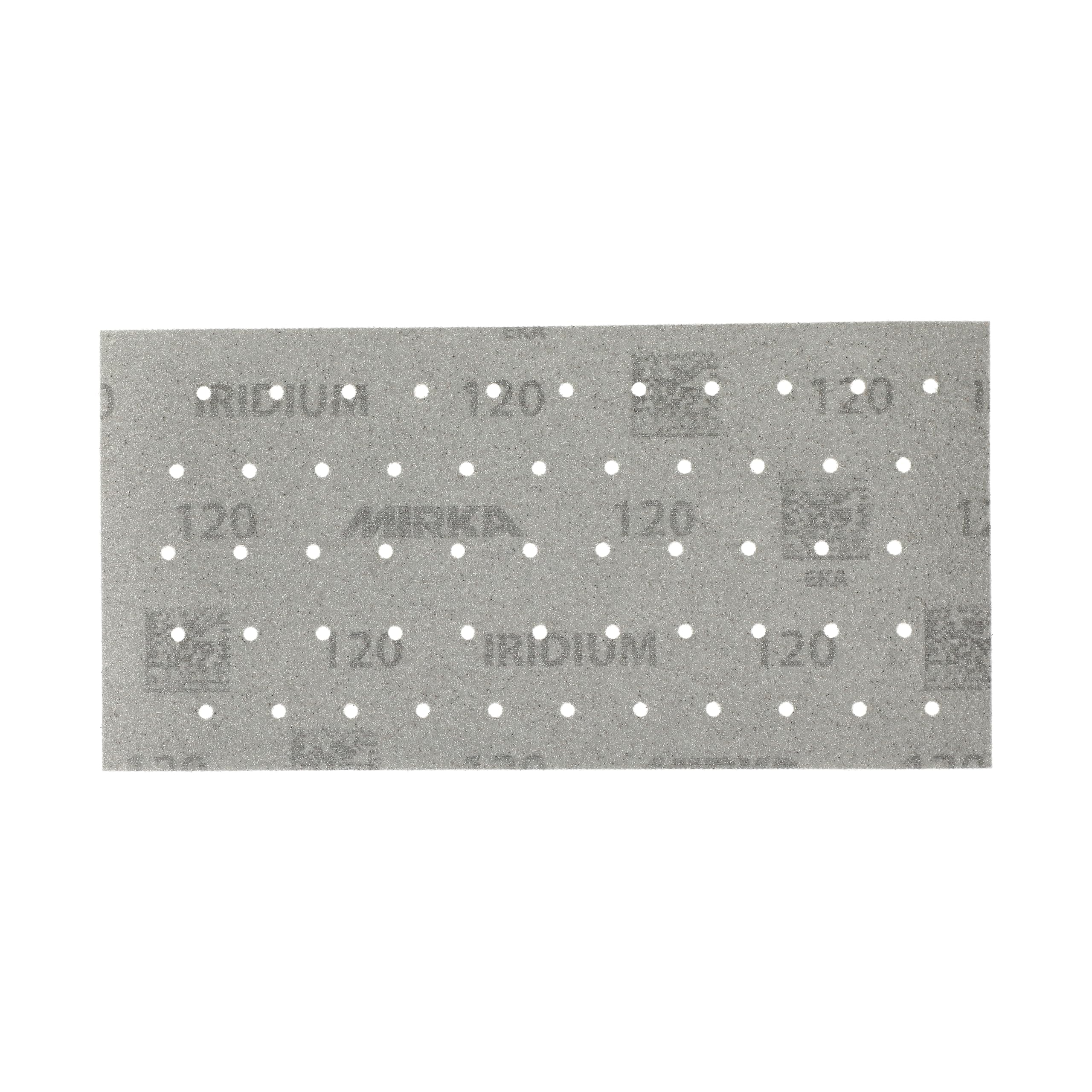 Mirka carta abrasiva Iridium 115x230mm a strappo 55 fori grana 120 | Per levigatura di vernice stucco fondo legno acciaio materiali minerali plastica carta abrasiva a strappo 55 fori grana 120