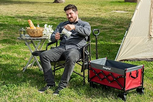Miniatura 6 de SUNNYFEEL Silla de directores de campamento de gran tamaño, paquete de 2, sillas plegables portátiles para adultos resistentes con mesa auxiliar,