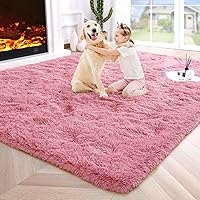 Vista 101 de Noahas Alfombras Esponjosas de Arcoíris para Dormitorio de Niñas, 2x4 Alfombra Peluda Rosa para Cuarto de Niños, Alfombras de Área Peludas para Sala