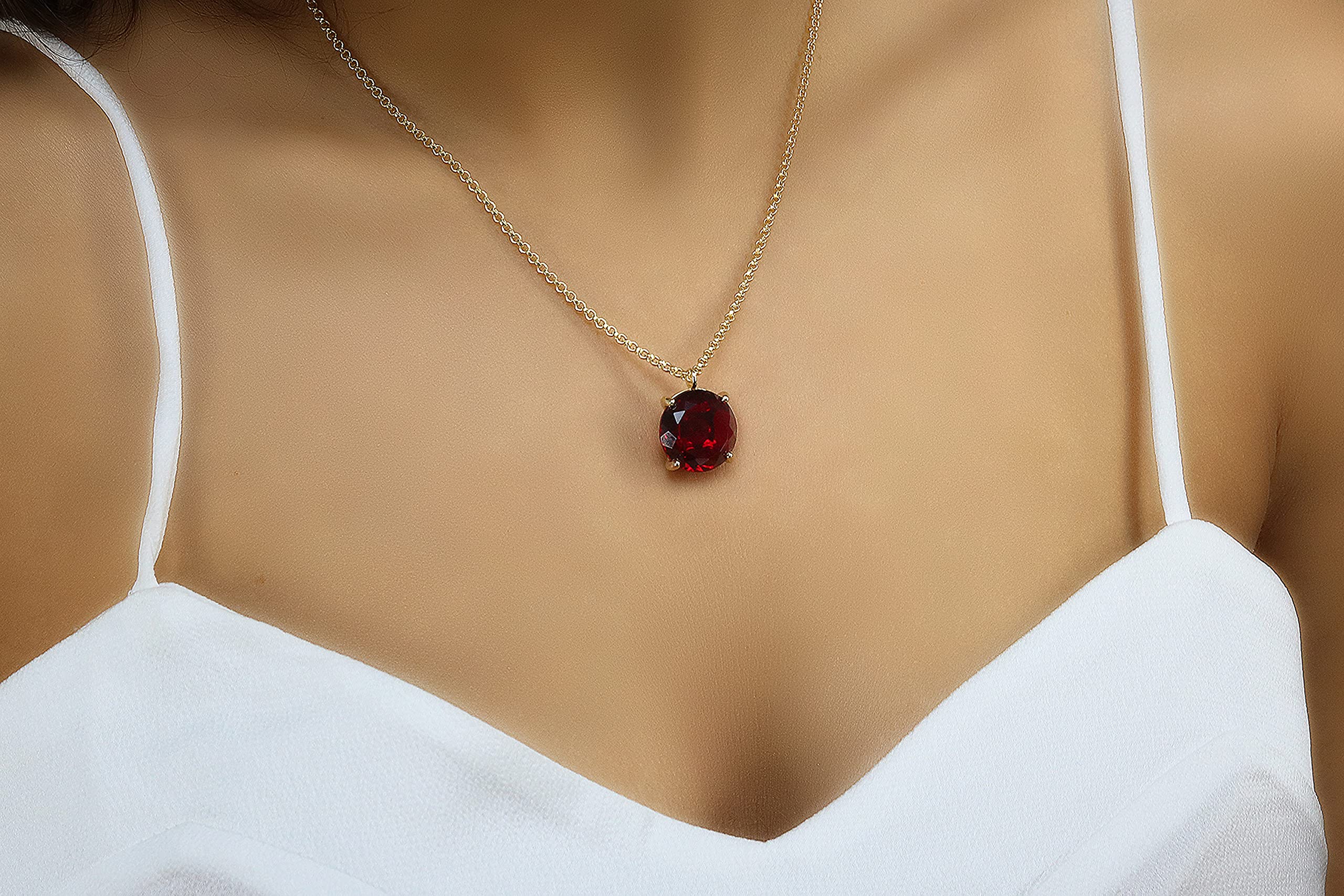 Affascinante Granato Collana in Oro - Audace Collana con Ciondolo Rosso - Gioielli Fatti a Mano per Moda, Matrimonio, Anniversario, Regali di Compleanno Gennaio - Collane su Misura per Lei