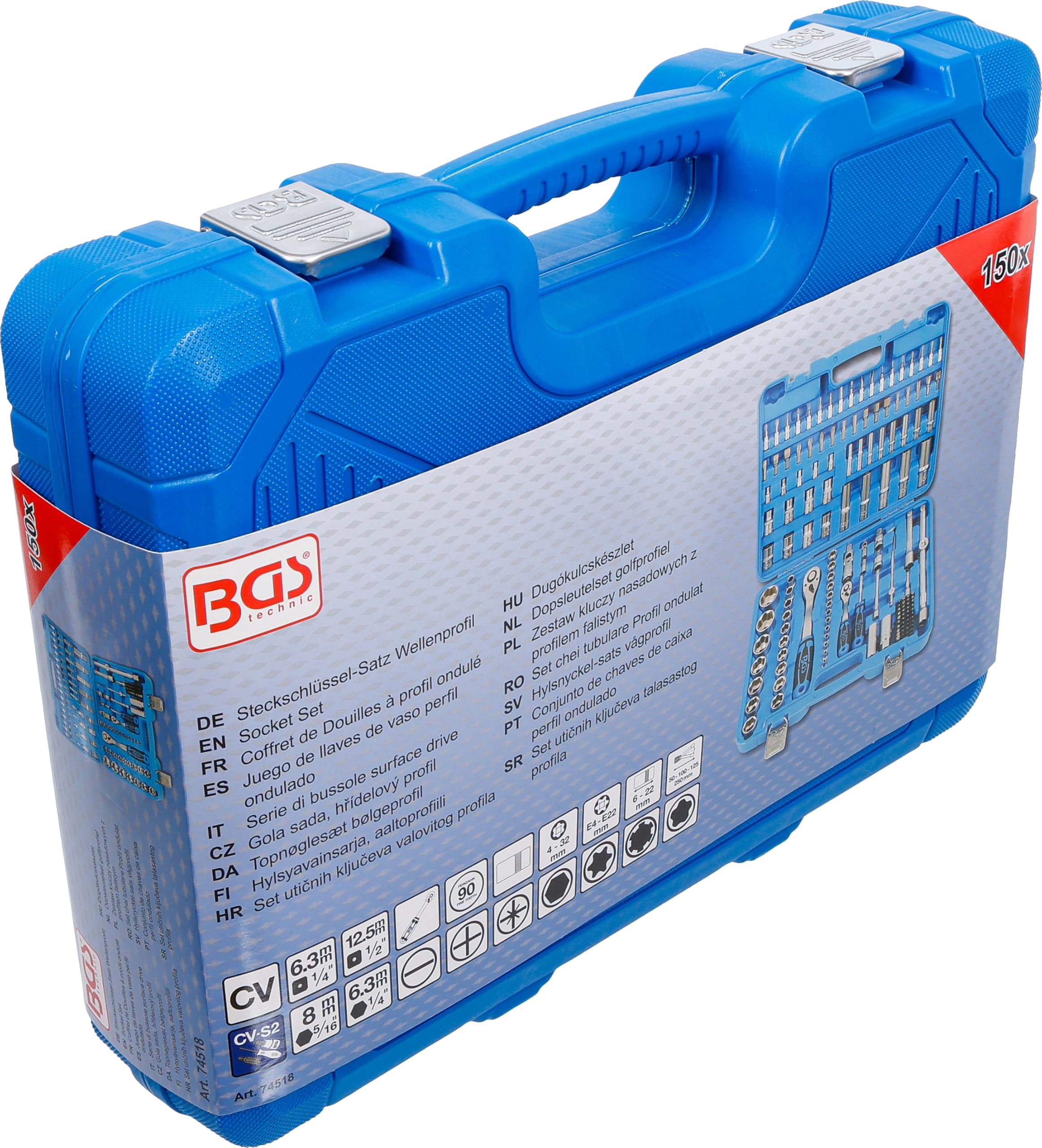 BGS 74518 | Steckschlüssel-Satz Wellenprofil | Super Lock | 150-tlg.