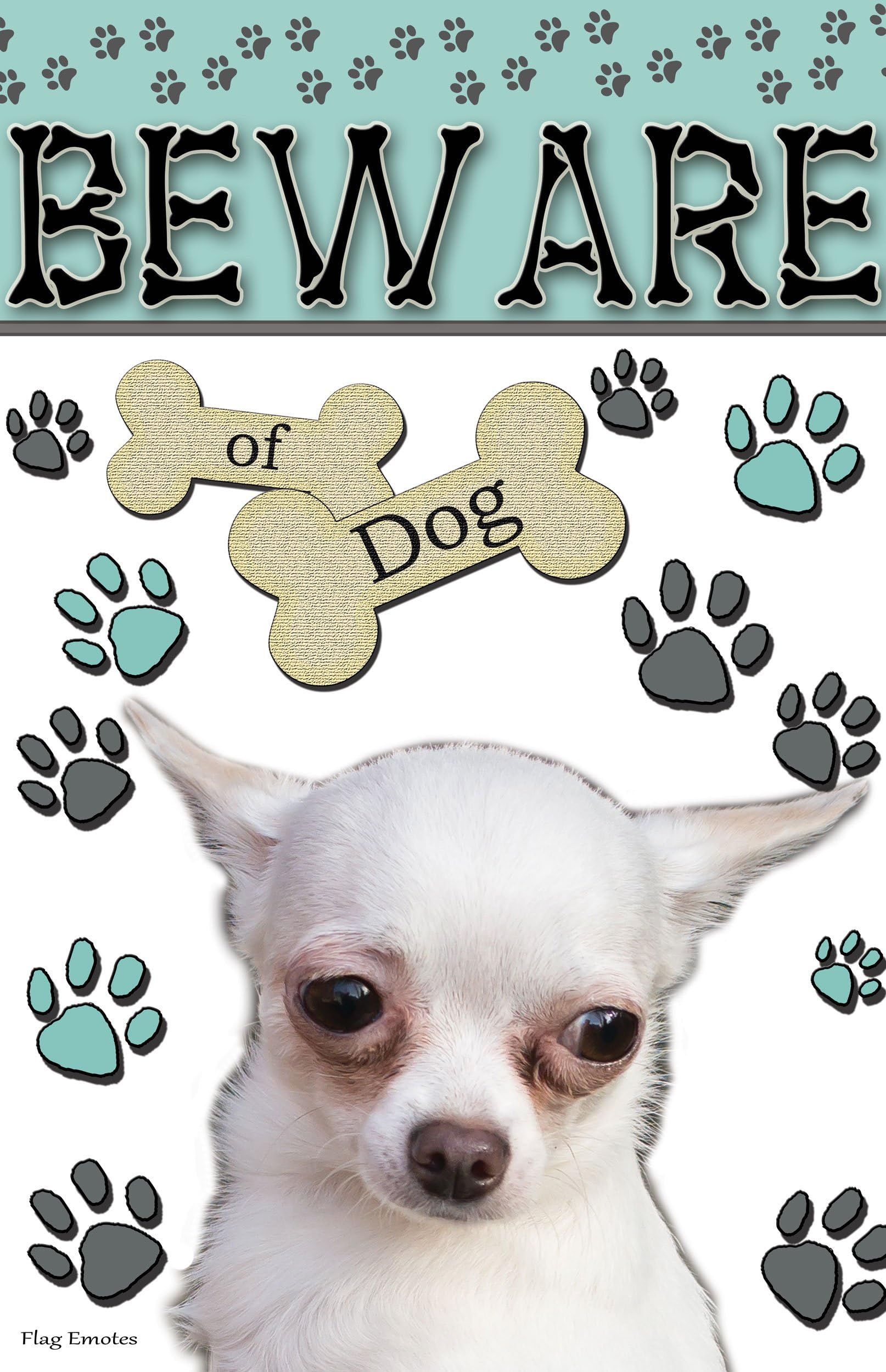Flag Emotes Double Sided Garden Flag Beware Of Dog White Chihuahua