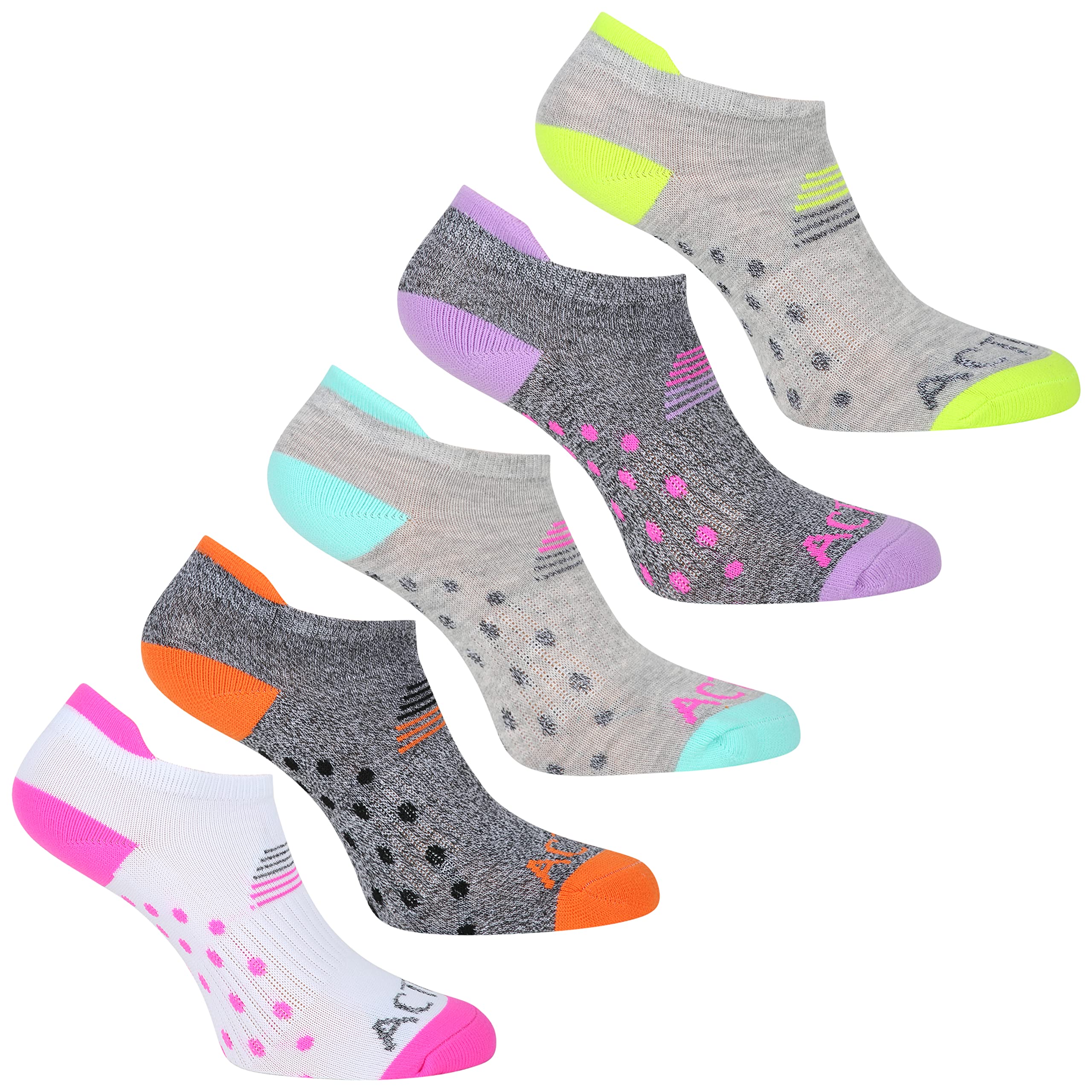 The Essentials Wardrobe Girls TEW 5 Pack Active Trainer Liner Socks - UK 9-12/EU 27-31