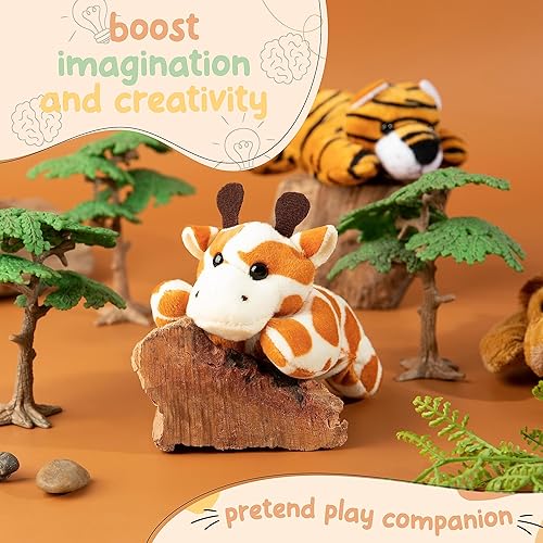 Miniatura 3 de Forest & Twelfth Mini juguetes de peluche de jirafa, paquete de 12 pequeños animales de peluche a granel, jirafa de felpa para niñas y niños,