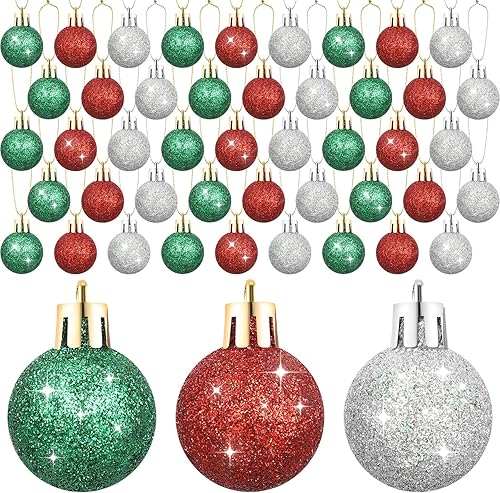 72 mini esferas de Navidad, adornos colgantes para árbol de Navidad, bolas de Navidad con purpurina para árbol de Navidad, fiesta, boda, interiores disponible en Yaxa Peru