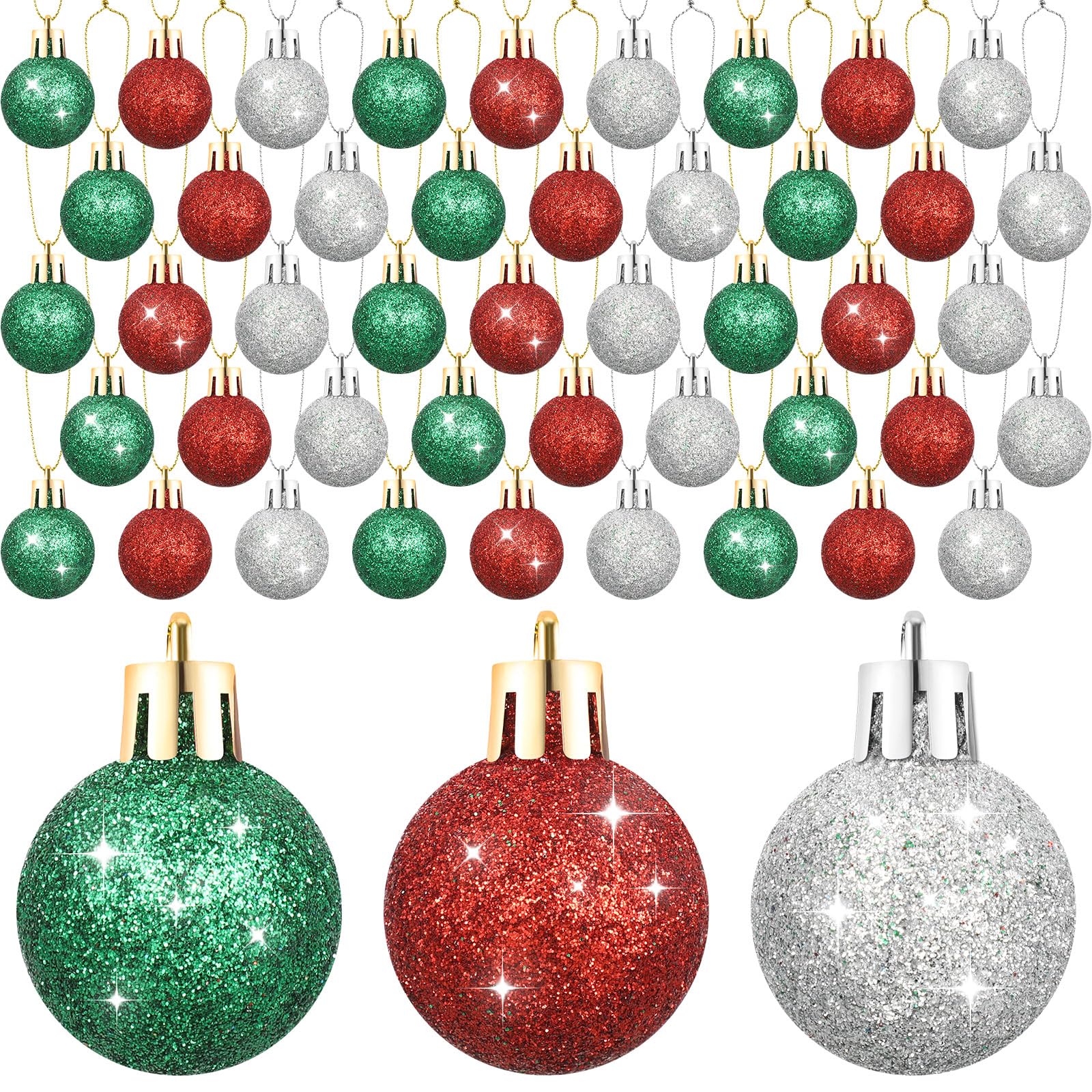 Liliful 72 Pcs Christmas White Ornaments Set Christmas Snowball and Icicle Hanging Ornaments for Xmas Tree Decor Holiday Wreath Party Supplies