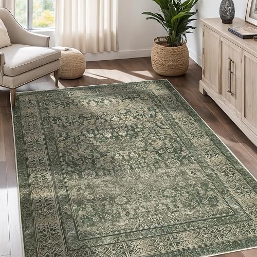 8x10 Vintage Washable Area Rug for Living Room Green |