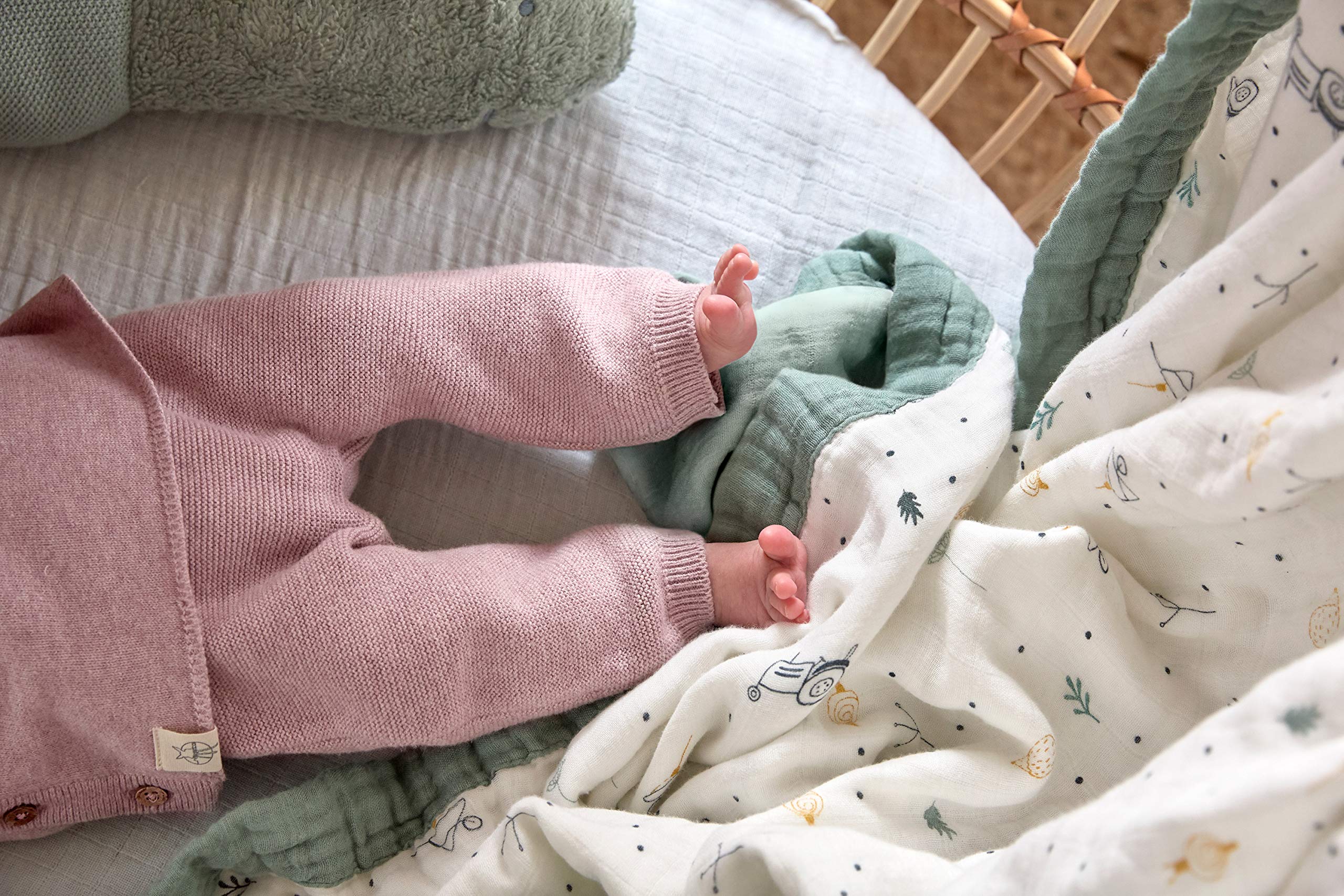 LÄSSIG Coperta per neonati coperta swaddle coccolosa morbida e traspirante/Heavenly soft Blanket Garden Explorer verde