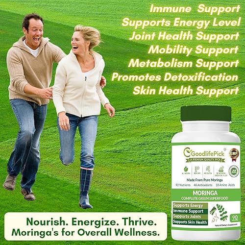 Miniatura 5 de Cápsulas de moringa prémium hechas de moringa oleifera pura. Apoya la inmunidad, la energía, las articulaciones, el metabolismo y la salud de la