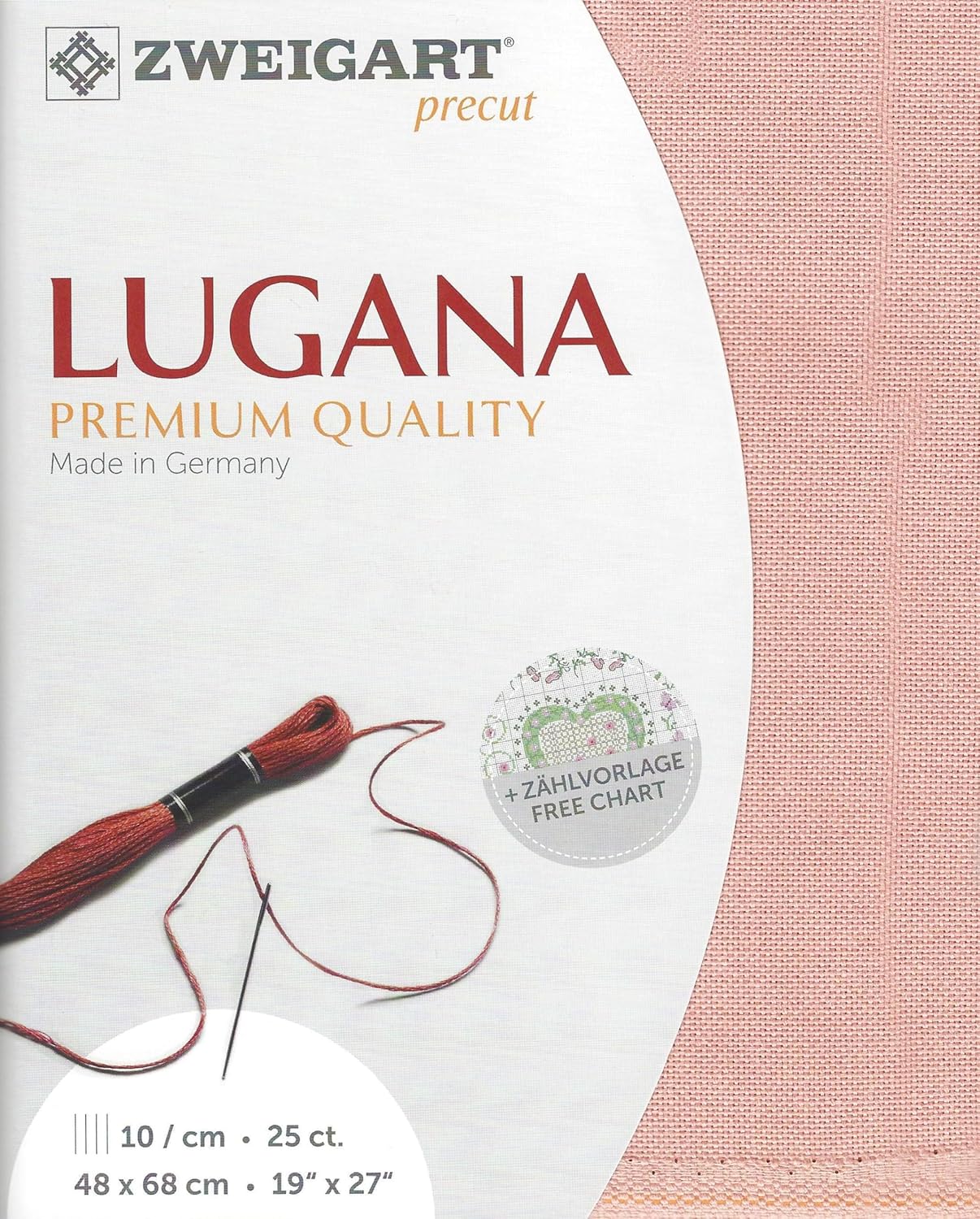 Wizardi Lugana 25 Count Ash Rose 3835/403. Needlework Canvas, Cross-Stitch Fabric, Embroidery Cloth, Needlepoint Canvas. 52% Cotton. Precut Zweigart