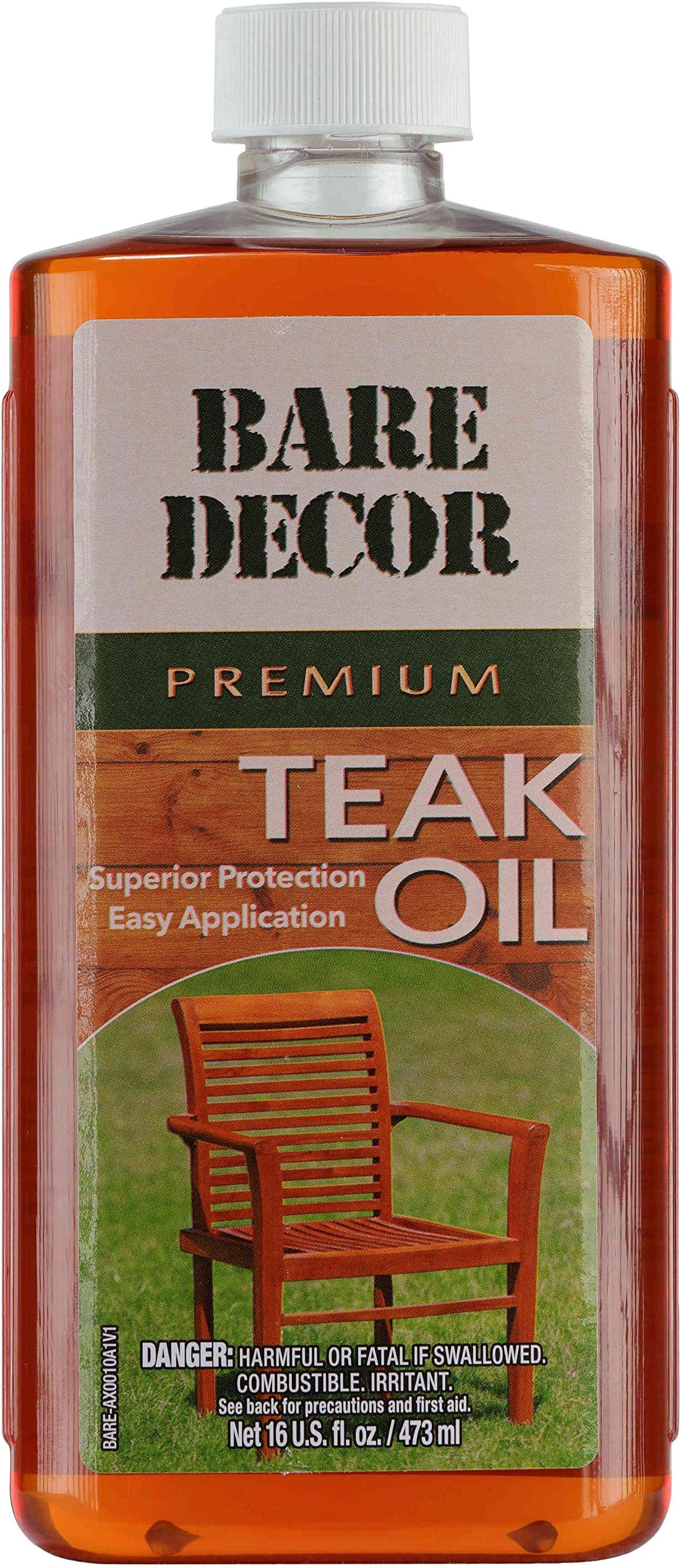 Bare Decor Premium Golden Teak Oil for Home and Marine Use, 16oz