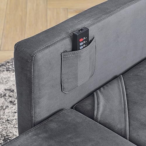 Miniatura 5 de Sofá cama convertible 2 en 1 de terciopelo individual extraíble con almohada lumbar, sillón moderno con brazo decorativo para sala de estar pequeña,