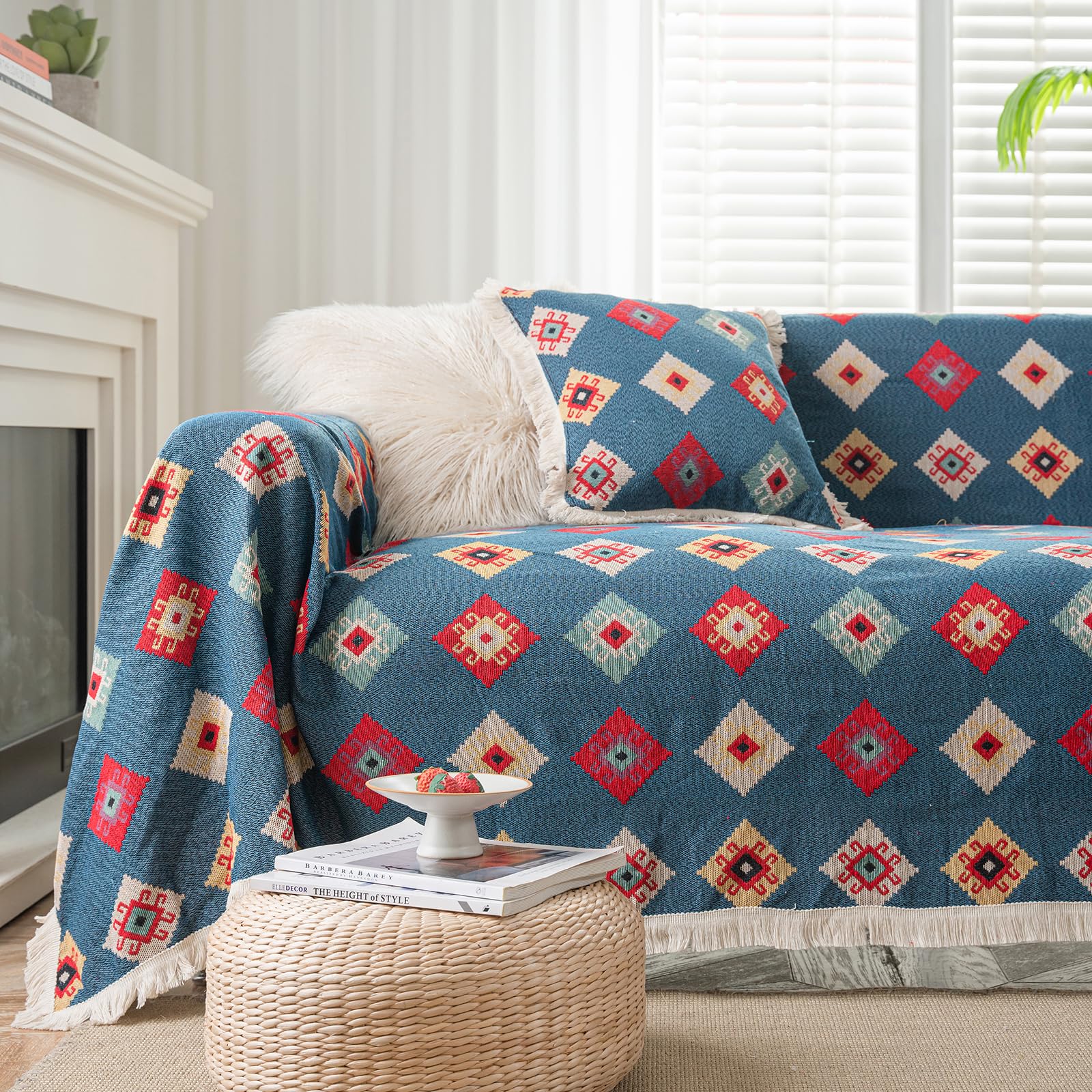 Amazon｜vctops ヴィンテージジャカードソファカバー セクショナル