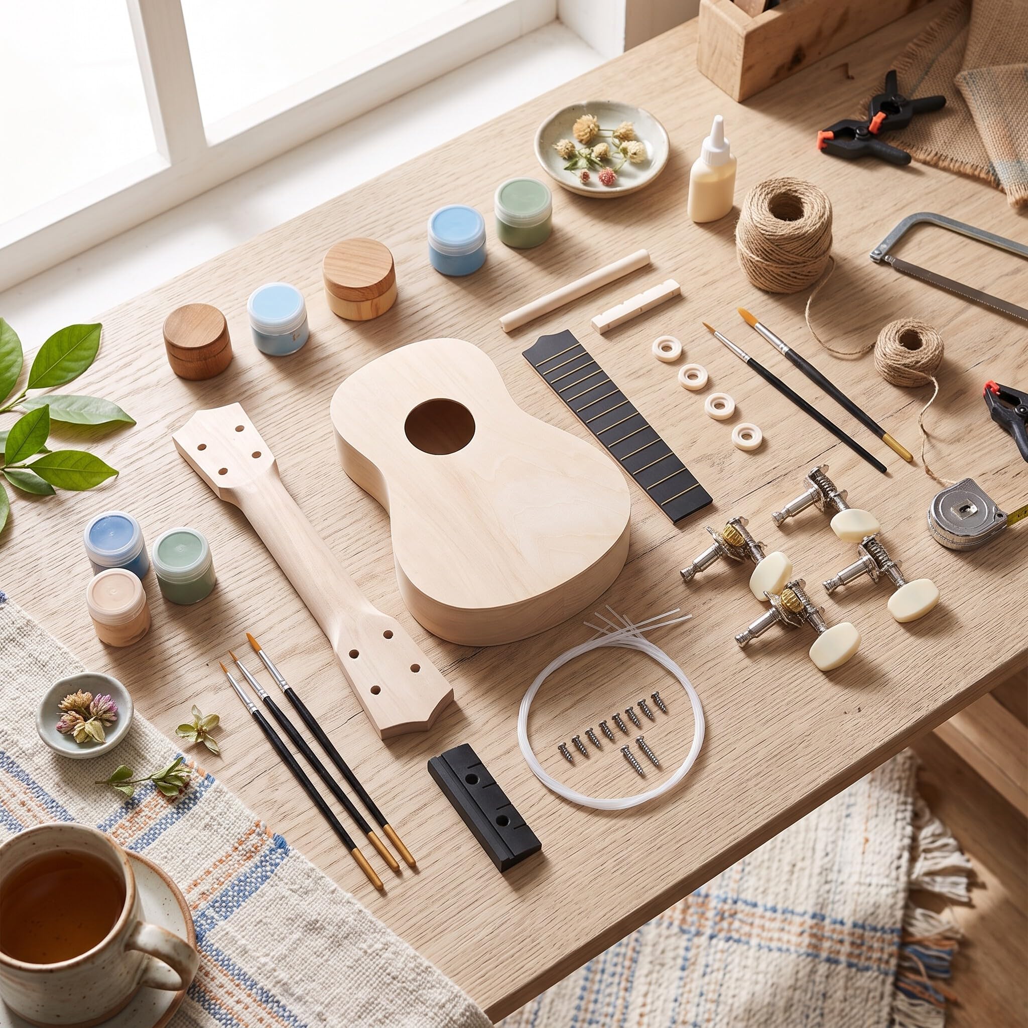 Kit de bricolage ukulélé de 53 cm, 4 cordes soprano, ukulélé pour enfants, adultes, débutants, de l'enfant, fabriqué en bois de tilleul naturel
