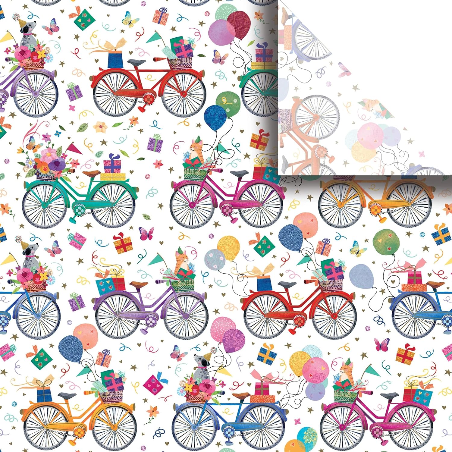 Jillson & Roberts 20" x 30" Printed Gift Tissue, Birthday Bicycles (48 Folded Sheets)