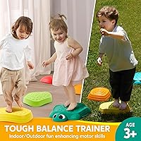 Vista 2 de JOYIN 5 piezas de piedras de equilibrio con tortugas para niños, piedras de salto con forma de tortuga para niños, juguetes de coordinación