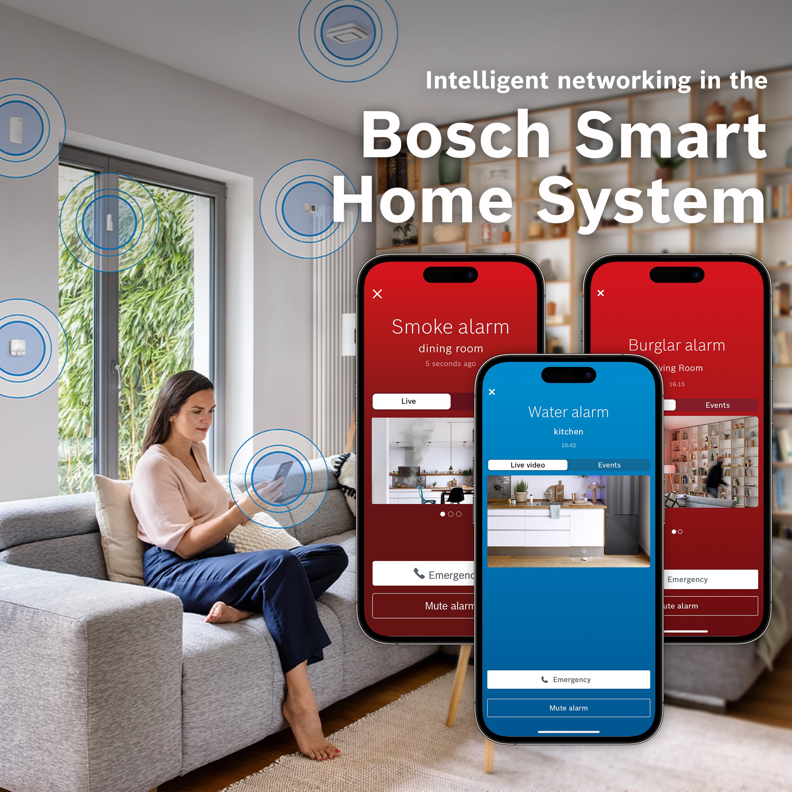 Bosch Smart Home - Caméra intérieure Eyes II, caméra de Surveillance Wi-FI avec détection Intelligente des Personnes, sirène d'alarme sonore et Mode de confidentialité, Compatible avec Amazon Alexa