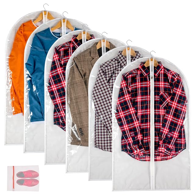 Clear Garment Bag Suit Bags for Closet Storage Vinyl Garment Bags for Hanging Clothes Coat Covers for Closet