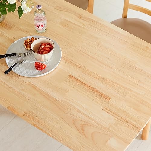 Miniatura 5 de Livinia Aslan Mesa de comedor rectangular de madera de roble malayo de 70.9 pulgadas, escritorio grande de cocina de madera maciza (roble natural)