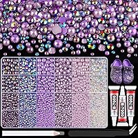 Vista 17 de BELLEBOOST 50g Juego de Perlas Planas y Diamantes de Imitación 1-Rosa y Blanco, Tamaño Mixto 3-10mm, Resina, Diamantes de Imitación y Medias Perlas