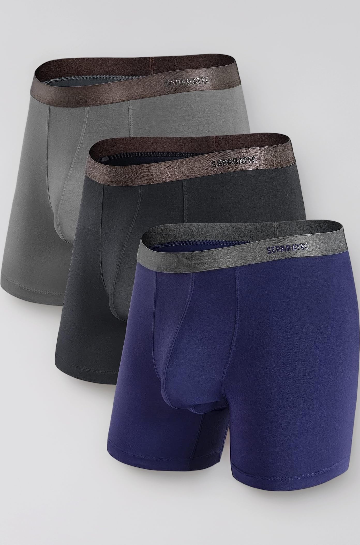 Bamboo Men's Underwear Classic Soft Breathable Boxer Briefs with Dual Pouch Design, Assorted Color Multipacks