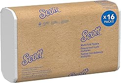 Scott® Multifold Paper Towels (01840), with Absorbency Pockets™, 9.2" x 9.4" sheets, White, Compact Case for Easy Storage, (250 Sheets/Pack, 16 Packs/Case, 4,000 Sheets/Case)