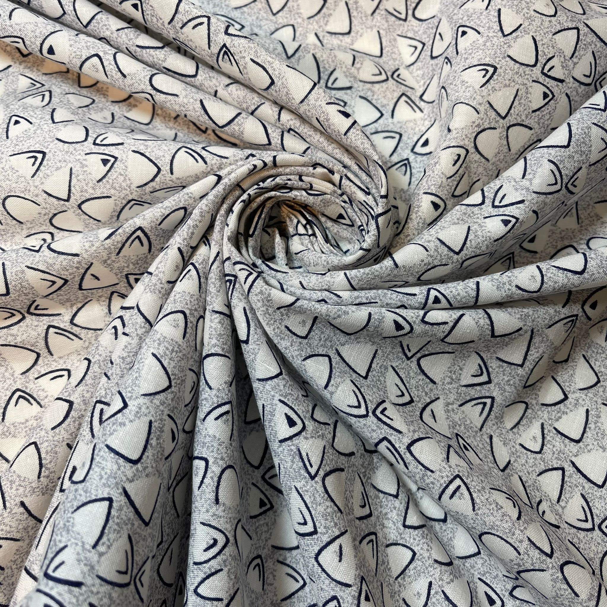 100% Cotton Poplin Printed Fabric โ Vintage Floral, Ditsy, Animal, Polka, Stars | Soft & Lightweight Dress & Craft Material | 45" (112cm) Wide | Sold Per Meter (Pre-Cut Lengths) (Angular Arrowhead) โ image 1