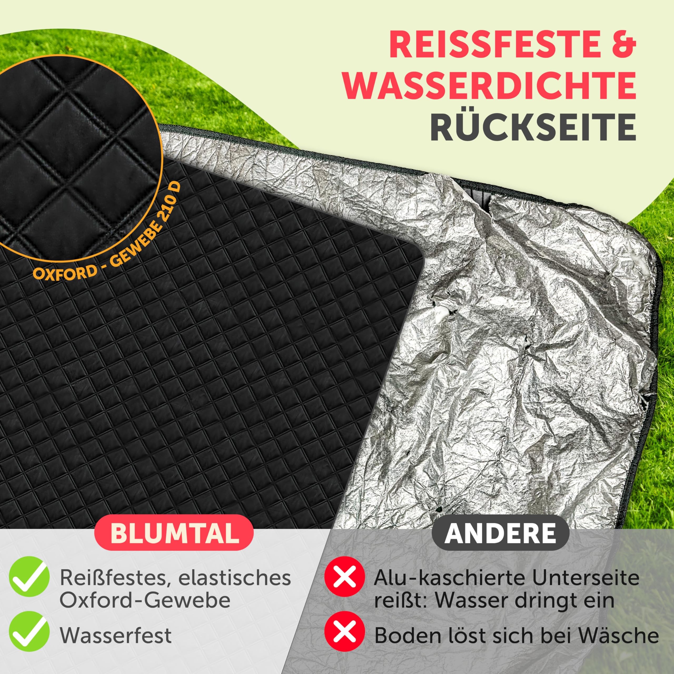 Blumtal Premium Picknickdecke wasserabweisend 200x200 cm Boho & TERRAZZO Design - waschbare Stranddecke sandfrei + weiche Zwischenfüllung - Outdoor Decke aus Oxford-Gewebe - Camping Decke bunt Boho