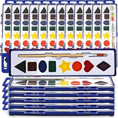 Miniatura 15 de Juego de pintura de acuarela de 8 colores con pinceles de madera, lavable y no tóxico, ideal para niños, estudiantes y actividades en el aula