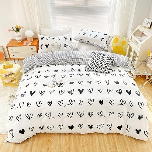 Miniatura 8 de MEJU Bonita y adorable funda de edredón 100% algodón de 59 x 78 pulgadas + funda de almohada de 20 x 30 pulgadas, juego de ropa de cama con cierre