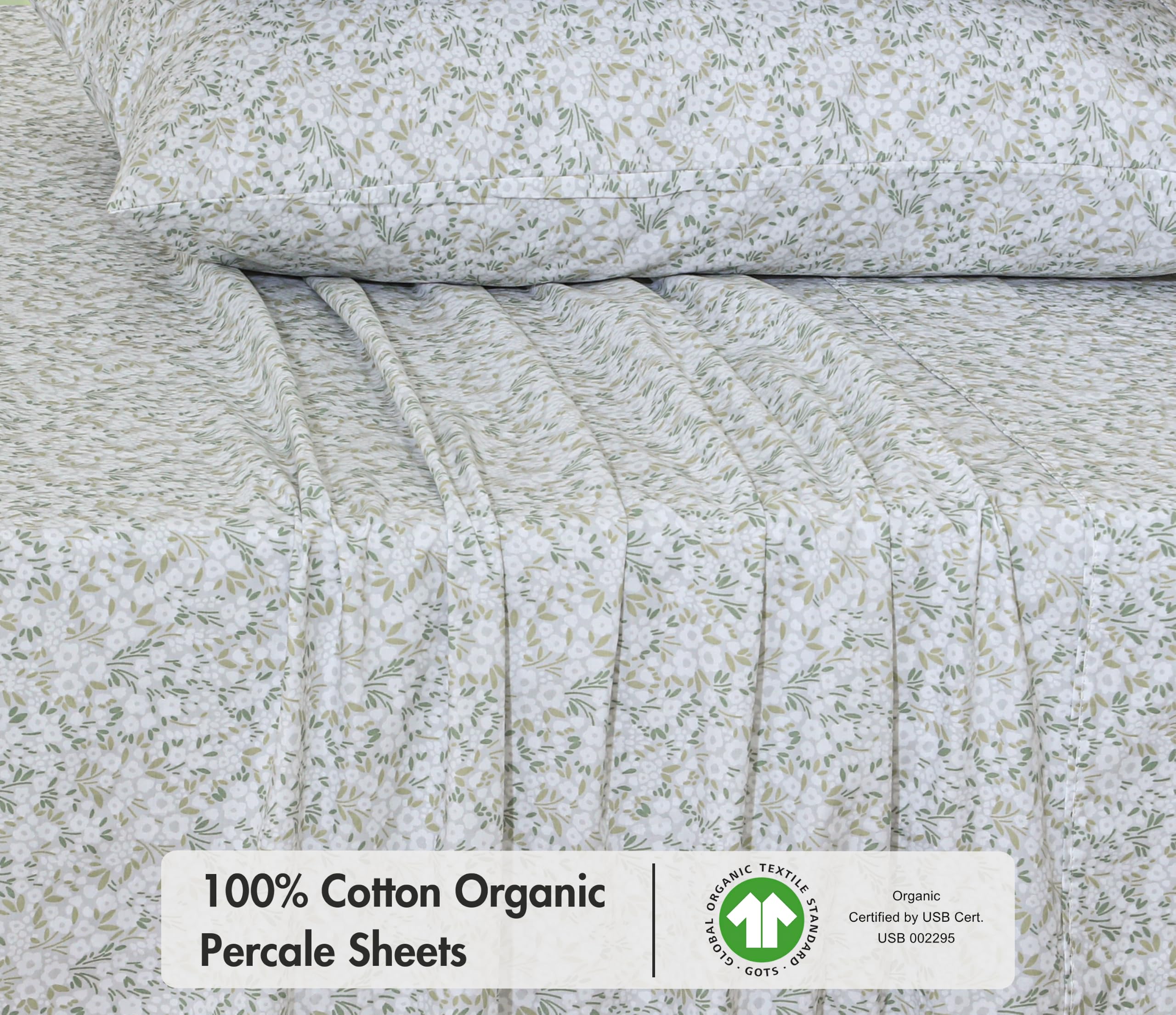 RUVANTI Prześcieradła ze 100% bawełny organicznej Twin XL, perkalowy splot, certyfikat GOTS, 3-częściowy zestaw, głęboka kieszeń 38 cm, wyraźna i oddychająca, miękka, trwała pościel, Sábanas Algodón